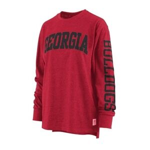 NWT Women's Pressbox Georgia Bulldogs Long Sleeve Tshirt Red SMALL  3D Lettering
